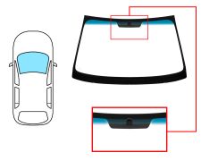 PARE-BRISE HYUNDAI ELANTRA 2001-2004 4/5 PORTES / AVANT / VERT BANDE BLEUE / AVEC BASE MIROIR / JOINTS PRÉMONTÉS