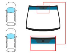 PARE-BRISE HYUNDAI GETZ 2002-2005 3/5 PORTES / AVANT / VERT BANDE BLEUE / AVEC BASE MIROIR 