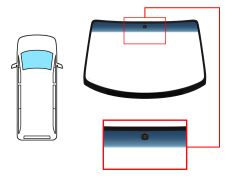 PARE-BRISE HYUNDAI H1 1997-2001 AVANT / VERT BANDE BLEUE / AVEC BASE MIROIR 