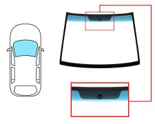 PARE-BRISE HYUNDAI MATRIX 2001-2006 AVANT / VERT BANDE BLEUE / AVEC BASE MIROIR 