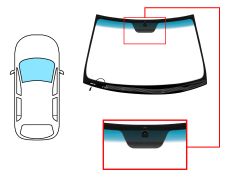 PARE-BRISE HYUNDAI SONATA 2006-2008 AVANT / VERT BANDE BLEUE / CHAUFFANT / AVEC BASE MIROIR 