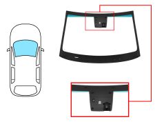 PARE-BRISE HYUNDAI KONA 2017-2020 AVANT / VERT BANDE BLEUE / AVEC BASE MIROIR / AVEC CAPTEUR ANTI-BUÉE / AVEC SUPPORT CAMÉRA 