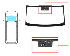 PARE-BRISE IVECO DAILY 2014-2019 AVANT / VERT / AVEC BASE MIROIR / SERIGRAPHIÉ MODIFIÉ / AVEC CAPTEUR / AVEC SUPPORT CAMÉRA / JOINTS PRÉMONTÉS
