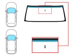 PARE-BRISE JEEP CHEROKEE 1984-1995 3/5 PORTES / AVANT / VERT BANDE BLEUE / AVEC BASE MIROIR MODIFIÉE / JOINTS PRÉMONTÉS