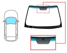 PARE-BRISE KIA CARENS 2007-2010 AVANT / VERT BANDE BLEUE / CHAUFFANT / AVEC BASE MIROIR 