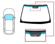 PARE-BRISE KIA CARENS 2007-2010 AVANT / VERT BANDE BLEUE / AVEC BASE MIROIR MODIFIÉE / AVEC CAPTEUR