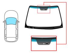 PARE-BRISE KIA CARENS 2007-2010 AVANT / VERT BANDE BLEUE / CHAUFFANT / AVEC BASE MIROIR MODIFIÉE / AVEC CAPTEUR
