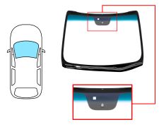 PARE-BRISE KIA CEED 2012-2015 3 PORTES / AVANT / VERT BANDE BLEUE / AVEC BASE MIROIR
