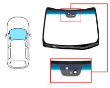 PARE-BRISE KIA CEED 2012-2015 3 PORTES / AVANT / VERT BANDE BLEUE / CHAUFFANT / AVEC BASE MIROIR / AVEC CAPTEUR MODIFIÉ