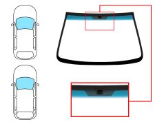 PARE-BRISE KIA RIO 2003-2006 4 PORTES / BREAK / AVANT / VERT BANDE BLEUE / AVEC BASE MIROIR