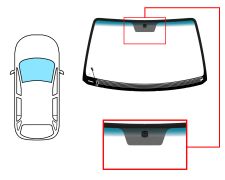 PARE-BRISE KIA SORENTO 2002-2006 AVANT / VERT BANDE BLEUE / CHAUFFANT / AVEC BASE MIROIR