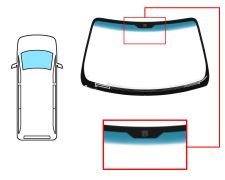 PARE-BRISE KIA CARNIVAL 1999-2001 AVANT / VERT BANDE BLEUE / CHAUFFANT / AVEC BASE MIROIR 