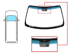 PARE-BRISE KIA CARNIVAL 1999-2001 AVANT / VERT BANDE BLEUE / CHAUFFANT / AVEC BASE MIROIR / AVEC CAPTEUR / JOINTS PRÉMONTÉS