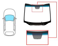 PARE-BRISE KIA CARENS 2013-2016 AVANT / VERT BANDE BLEUE / CHAUFFANT / AVEC BASE MIROIR 