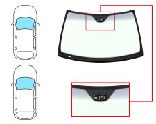 PARE-BRISE MERCEDES CLASE C (W203) 2000-2004 4 PORTES / BREAK / AVANT / VERT BANDE GRISE / AVEC BASE MIROIR / AVEC CAPTEUR / JOINTS PRÉMONTÉS EN BAS