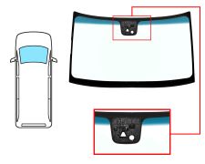 PARE-BRISE VOLKSWAGEN CRAFTER 2011-2017 AVANT / VERT BANDE BLEUE / AVEC BASE MIROIR / AVEC CAPTEUR / AVEC SUPPORT CAMÉRA ASSISTANCE AU MAINTIEN DE LA VOIE