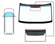 PARE-BRISE VOLKSWAGEN CRAFTER 2011-2017 AVANT / VERT BANDE BLEUE / AVEC BASE MIROIR