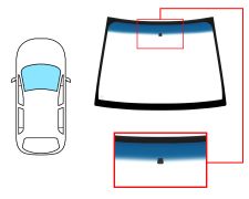 PARE-BRISE MITSUBISHI COLT 2004-2008 5 PORTES / AVANT / VERT BANDE BLEUE / AVEC BASE MIROIR 