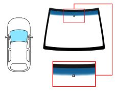 PARE-BRISE MITSUBISHI COLT 2004-2008 CABRIOLET / AVANT / VERT BANDE BLEUE / AVEC BASE MIROIR / JOINTS PRÉMONTÉS 