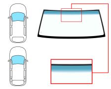 PARE-BRISE MITSUBISHI PAJERO 1997-2000 3/5 PORTES / AVANT / VERT BANDE BLEUE
