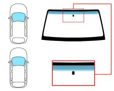 PARE-BRISE MITSUBISHI MONTERO 2000-2003 3/5 PORTES / AVANT / VERT BANDE BLEUE / AVEC BASE MIROIR