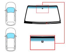 PARE-BRISE MITSUBISHI MONTERO 2000-2003 3/5 PORTES / AVANT / VERT BANDE BLEUE / CHAUFFANT / AVEC BASE MIROIR METALLIQUE 