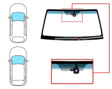 PARE-BRISE MITSUBISHI MONTERO 2007-2015 3/5 PORTES / AVANT / VERT BANDE BLEUE / CHAUFFANT / AVEC BASE MIROIR METALLIQUE / AVEC CAPTEUR 