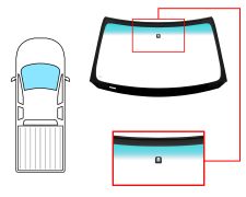 PARE-BRISE MITSUBISHI L200 2015-2019 AVANT / VERT BANDE VERTE / AVEC BASE MIROIR / JOINTS PRÉMONTÉS