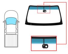 PARE-BRISE NISSAN NAVARA 2005-2010 2/4 PORTES / AVANT / VERT BANDE BLEUE / AVEC BASE MIROIR / AVEC CAPTEUR / JOINTS PRÉMONTÉS 