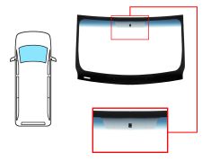 PARE-BRISE RENAULT TRAFIC 2001-2007 AVANT / SOLEXTRA / BANDE BLEUE / AVEC BASE MIROIR A 10 CM DU BORD
