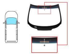 PARE-BRISE OPEL SINTRA 1996-1999 AVANT / SOLEXTRA / BANDE BLEUE / AVEC BASE MIROIR / ANTENNE / JOINTS PRÉMONTÉS