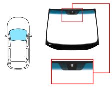 PARE-BRISE OPEL ZAFIRA A 1999-2005 AVANT / VERT BANDE BLEUE / AVEC BASE MIROIR