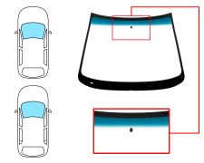 PARE-BRISE PEUGEOT 206+ 2008-2014 3/5 PORTES / BREAK / AVANT / VERT BANDE BLEUE / AVEC BASE MIROIR