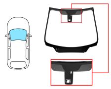 PARE-BRISE PEUGEOT 307 2001-2005 CABRIOLET / AVANT / VERT / AVEC BASE MIROIR / AVEC CAPTEUR CARRÉ/ JOINTS PRÉMONTÉS 