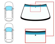 PARE-BRISE RENAULT R19 1989-1992 3/4/5 PORTES / CABRIOLET / AVANT / VERT BANDE BLEUE / AVEC BASE MIROIR