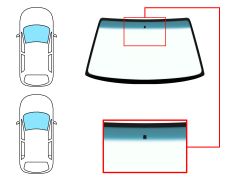 PARE-BRISE RENAULT CLIO 1990-1996 3/5 PORTES / AVANT / VERT BANDE BLEUE / AVEC BASE MIROIR