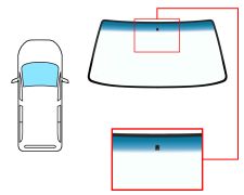 PARE-BRISE RENAULT EXPRESS 1986-1991 / AVANT / VERT BANDE BLEUE / AVEC BASE MIROIR