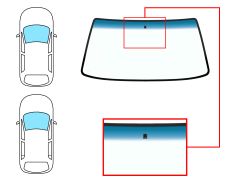 PARE-BRISE RENAULT SUPER 5 1984-1996 3/5 PORTES / AVANT / VERT BANDE BLEUE / AVEC BASE MIROIR