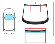 PARE-BRISE SEAT TOLEDO 2004-2009 AVANT / VERT BANDE BLEUE / AVEC BASE MIROIR / JOINTS PRÉMONTÉS 