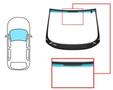 PARE-BRISE SEAT ALTEA 2004-2009 AVANT / VERT BANDE BLEUE / VERRE CHAUFFANT / AVEC BASE MIROIR / AVEC CAPTEUR / JOINTS PRÉMONTÉS