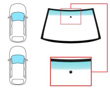 PARE-BRISE SEAT CORDOBA 1999-2002 2/4 PORTES / AVANT / VERT BANDE VERTE / AVEC BASE MIROIR / JOINTS PRÉMONTÉS 