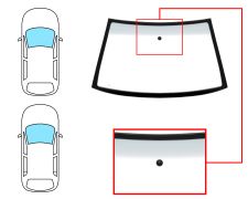 PARE-BRISE SEAT CORDOBA 1999-2002 2/4 PORTES / AVANT / VERT BANDE GRISE / AVEC BASE MIROIR / JOINTS PRÉMONTÉS 