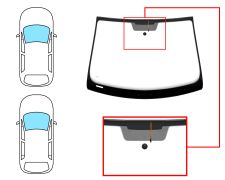 PARE-BRISE SEAT IBIZA 2008-2012 3/5 PORTES / BREAK / AVANT / VERT / AVEC BASE MIROIR 15CM DU BORD / ANTENNE / JOINTS PRÉMONTÉS 