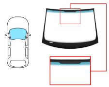 PARE-BRISE SEAT LEON 2005-2009 AVANT / VERT BANDE BLEUE / AVEC BASE MIROIR / JOINTS PRÉMONTÉS 