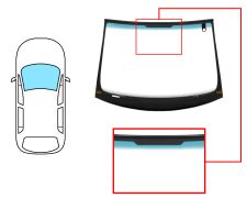 PARE-BRISE SEAT LEON 2005-2009 AVANT / VERT BANDE BLEUE / CHAUFFANT / AVEC BASE MIROIR / AVEC CAPTEUR / JOINTS PRÉMONTÉS 