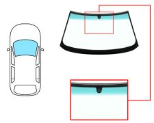 PARE-BRISE SEAT TOLEDO 1991-1999 AVANT / VERT BANDE BLEUE / AVEC BASE MIROIR MODIFIÉE / JOINTS PRÉMONTÉS