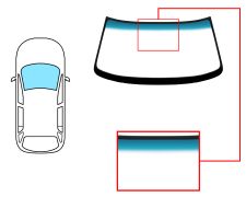 PARE-BRISE SSANGYONG MUSSO 1999-2007 AVANT / VERT BANDE BLEUE / AVEC BASE MIROIR