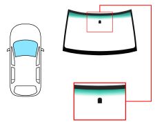 PARE-BRISE SUBARU FORESTER 1997-2002 AVANT / VERT BANDE VERTE / AVEC BASE MIROIR
