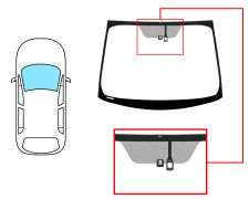 PARE-BRISE TOYOTA PRIUS 2009-2012 AVANT / VERT / ACOUSTIQUE / AVEC BASE MIROIR A 16CM DU BORD / AVEC CAPTEUR / AFFICHAGE TÊTE HAUTE