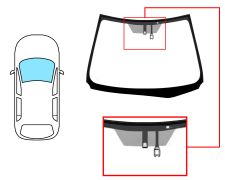 PARE-BRISE TOYOTA AURIS 2013-2015 5 PORTES / BREAK / AVANT / VERT / ACOUSTIQUE / AVEC BASE MIROIR / AVEC CAPTEUR / ANTENNE / JOINTS PRÉMONTÉS